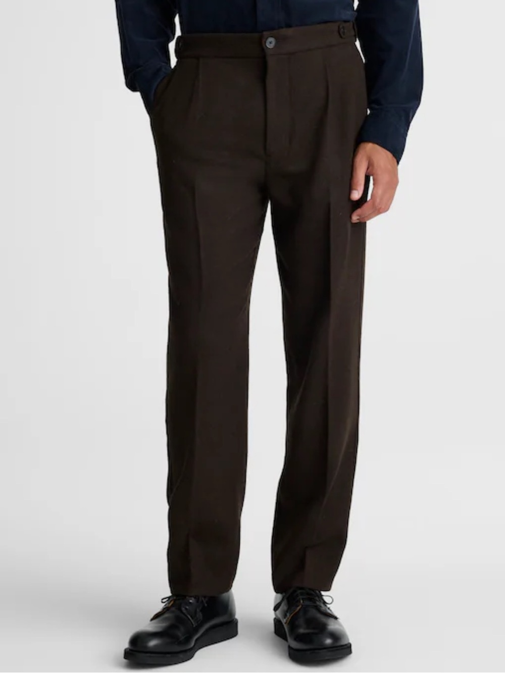 Madewell Men's Officer Pants Wool Blend Chocolate Brown Retro Military Size 35